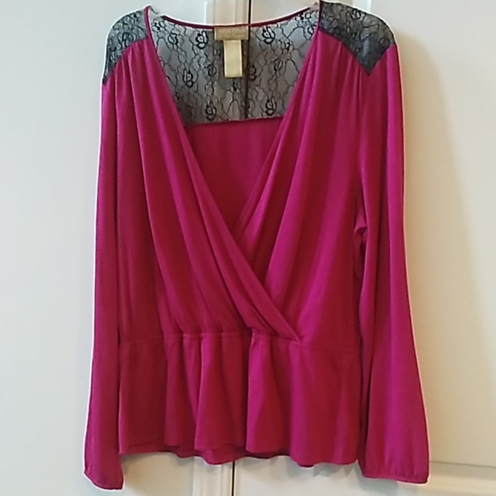 Faux wrap lace top